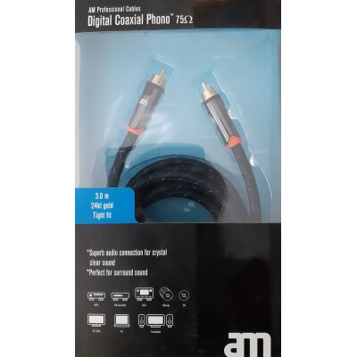 Digital Coaxial RCA Kabel, AM Denmark 75343, 3m OFC 24K...