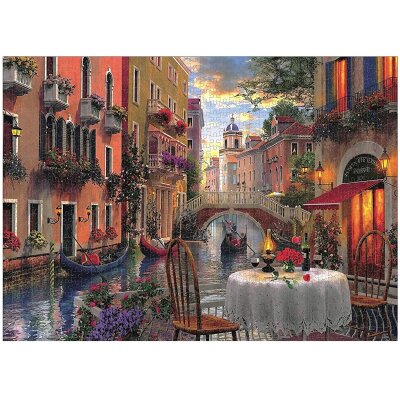 Puzzle 1000 Teile, Venedig Romantik Kanal, Motiv 70x50cm,...