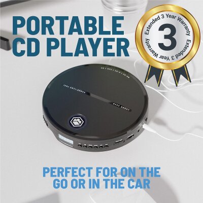 Discman, Tragbarer CD-Player, AUX, Anti-Shock, schwarz, Oakcastle CD10, GEPRÜFT