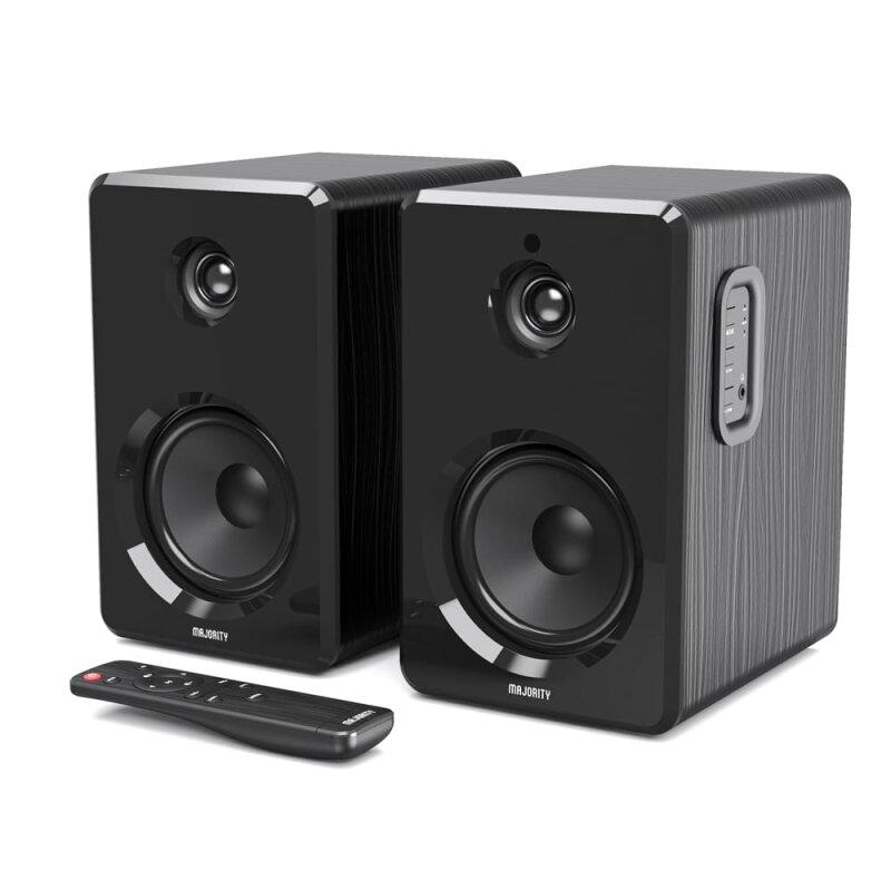 PC-Lautsprecher schwarz mit Fernbed., BT,Aux, 1 Paar, Majority D40, GEPRÜFT- GUT