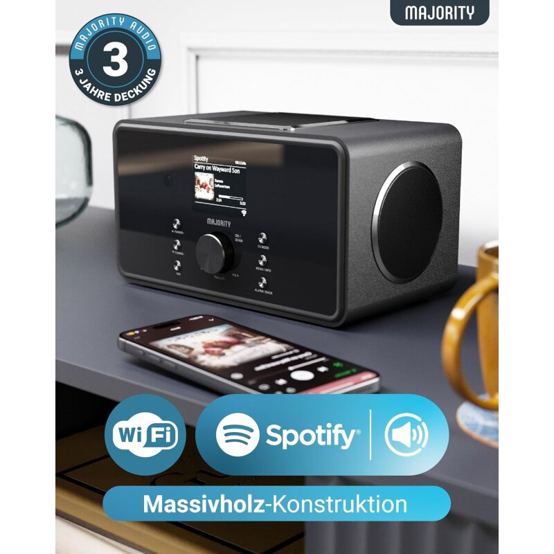 WLAN Internet-Radio, Küchenradio,DAB, BT,2.1, Majority Bard,schwarz, WIE NEU
