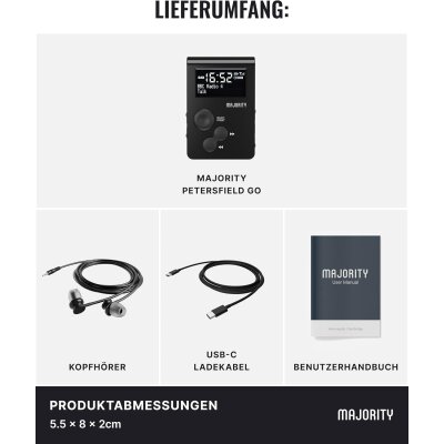 Taschenradio, DAB+ UKW Radio, Sportclip,Majority Petersfield Go, GEPRÜFT - GUT