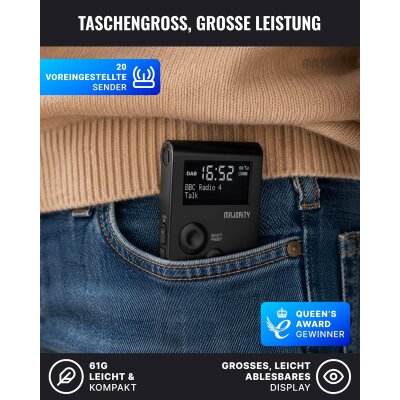 Taschenradio, DAB+ UKW Radio,Sportclip,Majority Petersfield Go,GEPRÜFT - WIE NEU