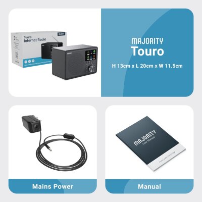 Internet Radio WLAN,Touro,DAB+,Streaming,Podcast,Farbdisplay, Majority, GEPRÜFT