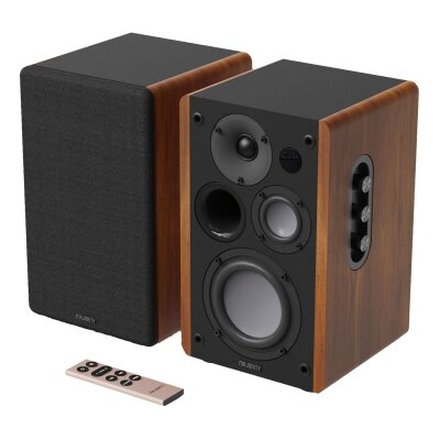 Aktiv Regallautsprecher BT, AUX,USB,HDMI,Braun,1 Paar,MAJORITY D100, WIE NEU