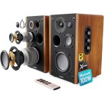 Aktiv Regallautsprecher BT, AUX,USB,HDMI,Braun,1 Paar,MAJORITY D100, WIE NEU