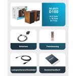 Aktiv Regallautsprecher BT, AUX,USB,HDMI,Braun,1 Paar,MAJORITY D100, WIE NEU