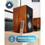 Aktiv Regallautsprecher BT, AUX,USB,HDMI,Braun,1 Paar,MAJORITY D100, WIE NEU