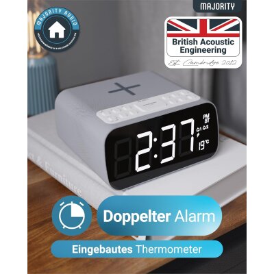 Bluetooth Radiowecker, Ladestation,Thermometer, dimmbar, Majority Darwin,WIE NEU