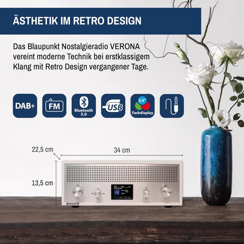 Nostalgieradio mit DAB+, Bluetooth, RXD 190 Verona, Weiß, Blaupunkt, GEPRÜFT