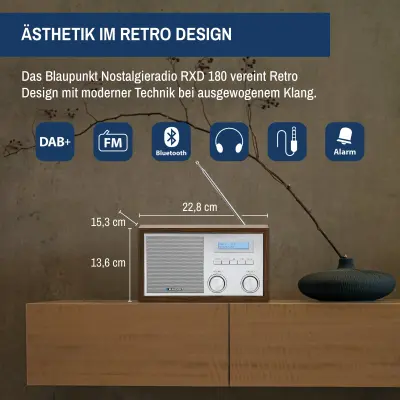 Radio mit Bluetooth,Retro-Walnuss-Optik, Nostalgie, Blaupunkt, RXD180WN, GEPRÜFT