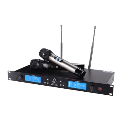 Dual UHF Funkmikrofonset mit EQ & Reichweite, Wharfedale Pro WF-300, WIE NEU