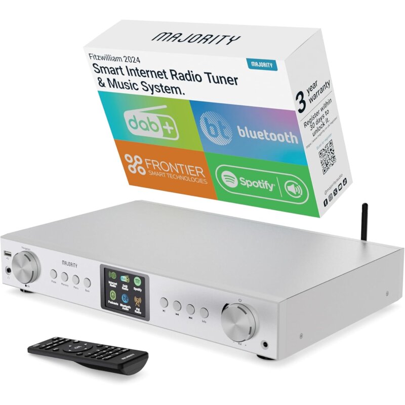 Tuner, DAB+/FM, Internet, Bluetooth, Silber, Majority Fitzwilliam 2024, GEPRÜFT