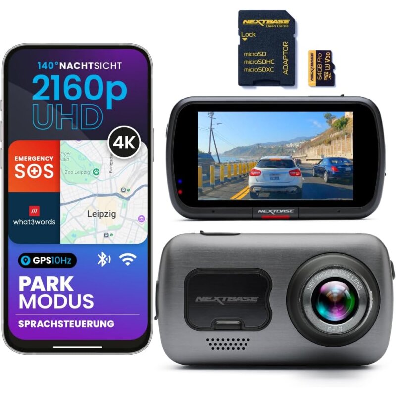 4K?Ultra?HD Dashcam mit GPS, Wi-Fi & Alexa?Notruf – Nextbase?622GWSD64, WIE?NEU