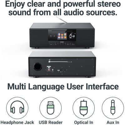 Internetradio, DAB+, CD, BT, eingebauter Subwoofer, Quadriga, schwarz, WIE NEU