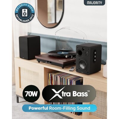 Regallautsprecher, Aktiv, HDMI ARC, BT, Schwarz,1 Paar, Majority D70X, GEPRÜFT