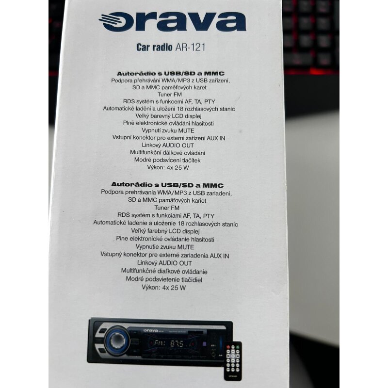 Autoradio, Bluetooth, MP3, USB, SD, FM, 4×25 W, Orava AR121, NEU