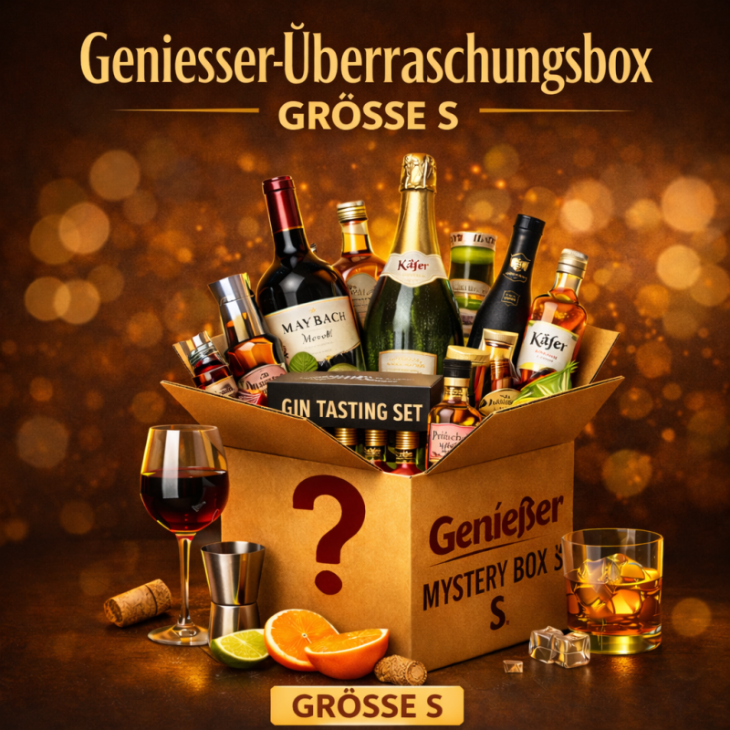 Genießer-Überraschungsbox Größe S – Markengetränke & Geschenkidee