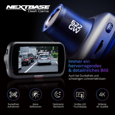 Dashcam 4k, Silber 3 Zoll HD,Nextbase 622GW, DISPLAY DEFEKT