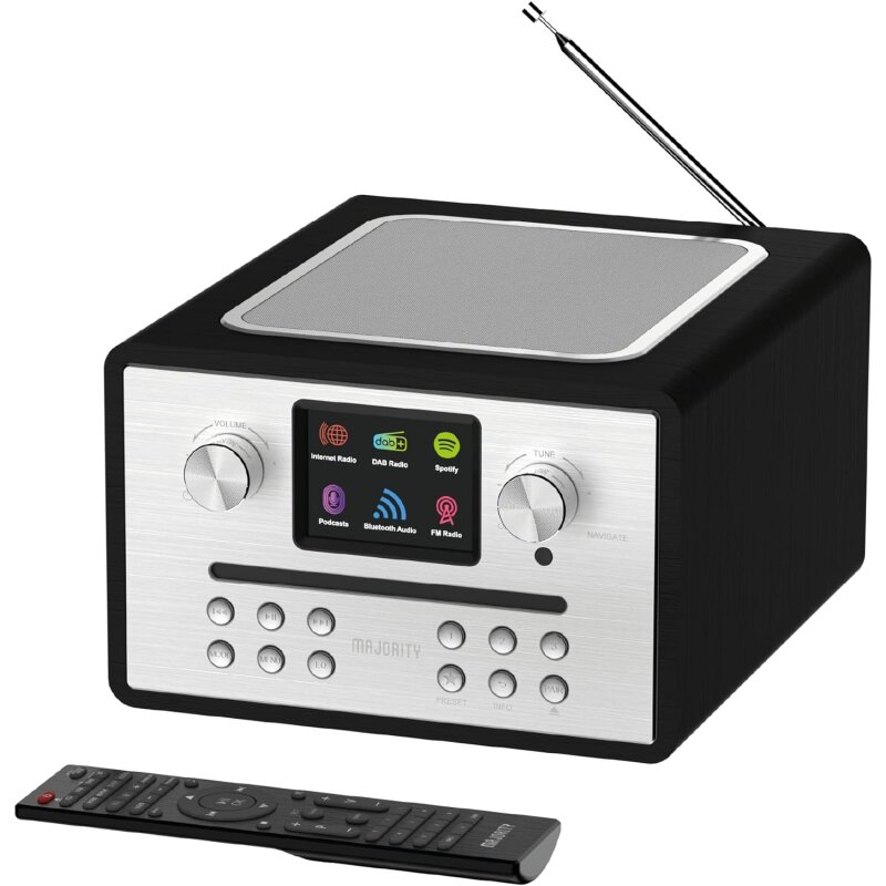 CD Internetradio. DAB+, BT, Fernbedienung, Majority Homerton 2, schwarz, GEPRÜFT
