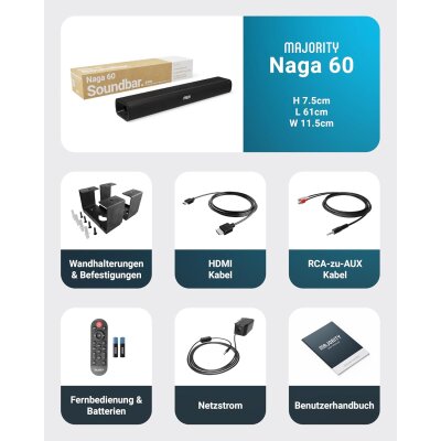 Soundbar für TV Geräte, HDMI ARC, Integ. Sub,...