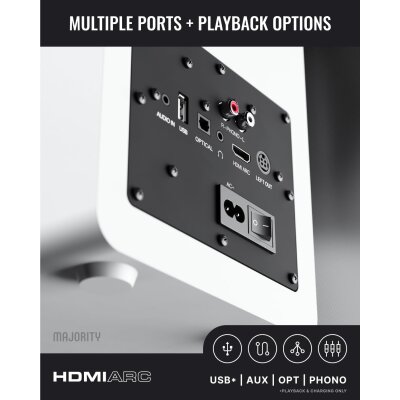 Aktiv Lautsprecher  Bluetooth HDMI Phono, Paar Majority...