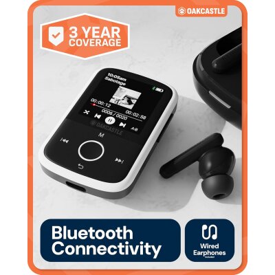MP3 Player Bluetooth 16GB Clip Sport microSD, Akku, Oakcastle MP250, WIE NEU