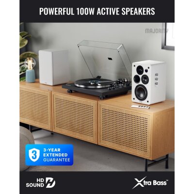 Lautsprecher 1 Paar, Aktiv, HDMI, Phono, BT, Majority D100X Weiß, GEPRÜFT - GUT