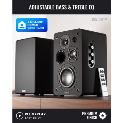 Aktiv Lautsprecher Bluetooth HDMI Phono, Paar Majority D100X Schwarz, WIE NEU