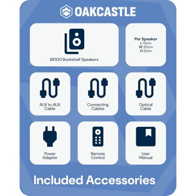 Regal Lautsprecher Aktiv HDMI, BT, Paar Oakcastle BK100 Weiss GEPRÜFT