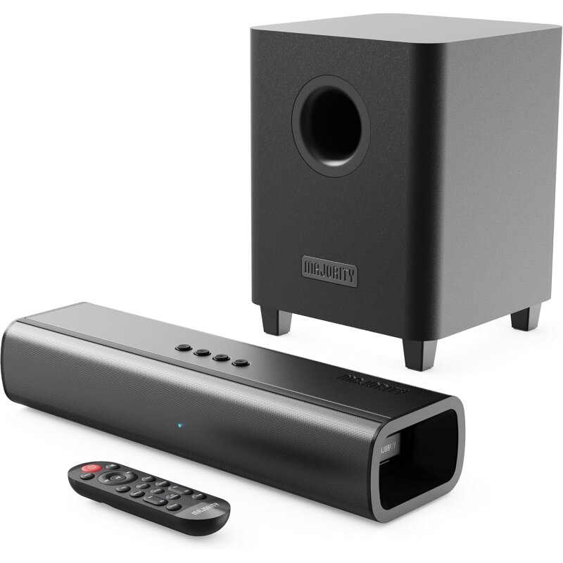 Subwoofer HDMI Soundbar für TV Geräte, 2.1 Sound, Majority NAGA40 PLUS, GEPRÜFT