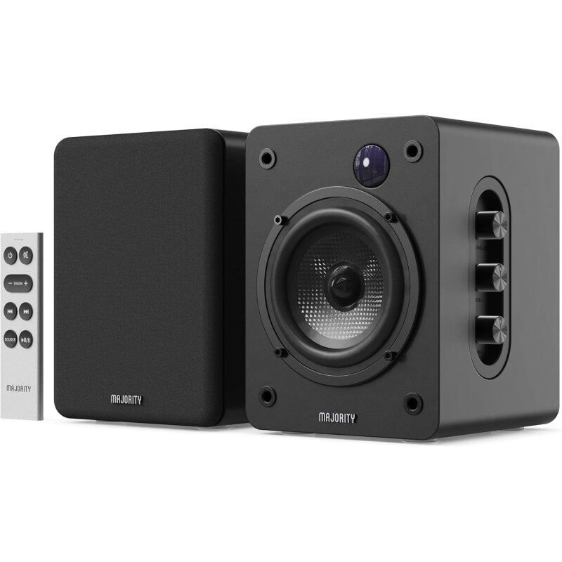 kleine Aktiv PC Lautsprecher 1 Paar BT HDMI USB, Majority D50X Schwarz, GEPRÜFT