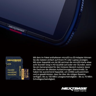 Nextbase Dashcam U3-Ultrahochgeschwindigkeitskarte 64GB Speicherkarte GEPRÜFT