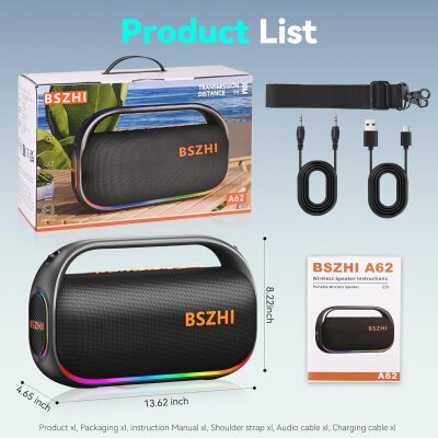 Partybox, Camping, Strand, Bluetooth,IPX6, TWS LED, BSZHI...