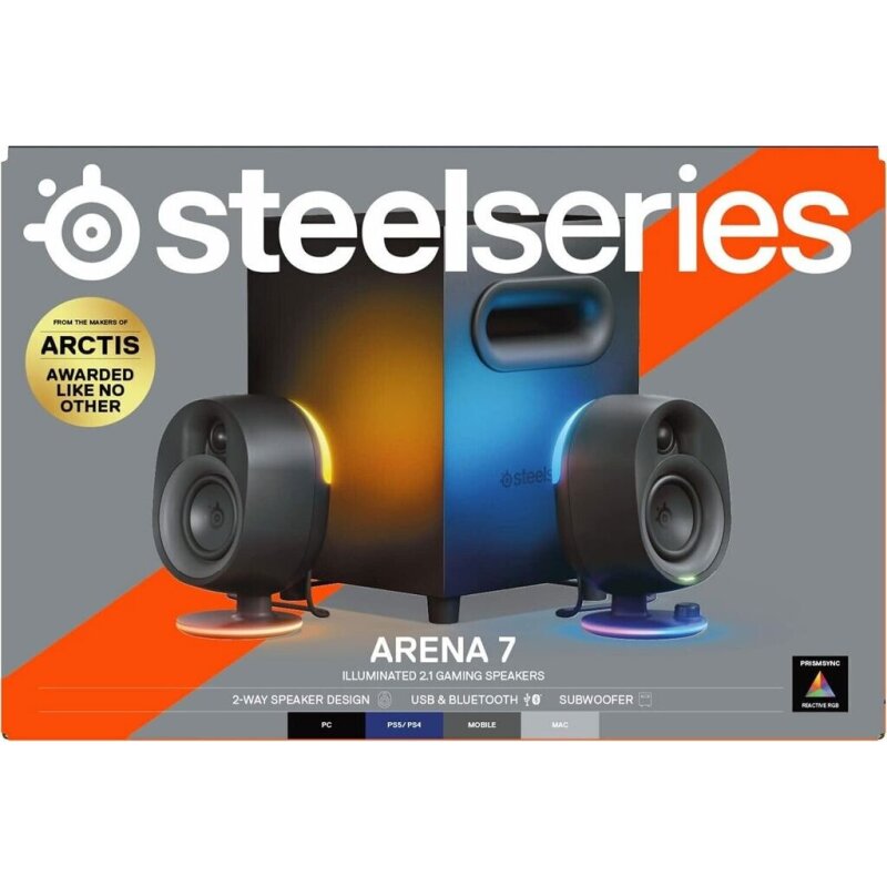 Gaming Lautsprecher 2.1,RGB, BT 4.2, USB-C,SteelSeries Arena 7,GEPRÜFT - WIE NEU