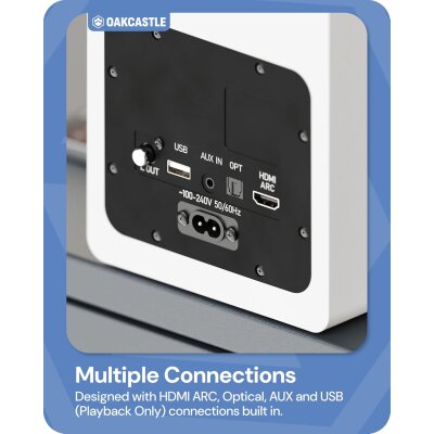 Regal Lautsprecher Aktiv HDMI, BT, Paar Oakcastle BK100 Weiss WIE NEU