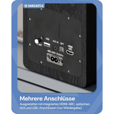 Regal Lautsprecher Aktiv HDMI, BT, Paar Oakcastle BK100 Schwarz WIE NEU