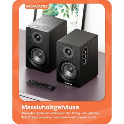Regal Lautsprecher Aktiv HDMI, BT, Paar Oakcastle BK100 Schwarz WIE NEU