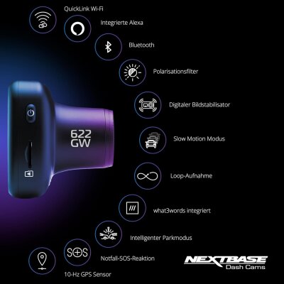Dashcam 4k, Silber 3 Zoll HD IPS Touchdisplay,Nextbase 622GW, E-DEFEKT