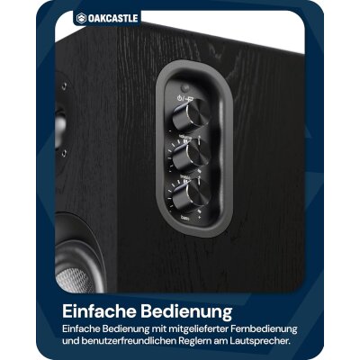 Regal Lautsprecher Aktiv HDMI, BT, Paar Oakcastle BK100 Schwarz GEPRÜFT