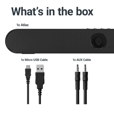 Akkusoundbar, Powerbank, USB, Kartenleser, BT, Majority Atlas, NEU - GEÖFFNET