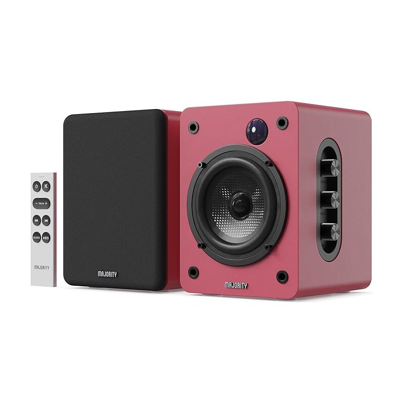 Lautsprecher Aktiv 1 Paar klein BT HDMI, PC Majority D50X Pink,GEPRÜFT - GUT