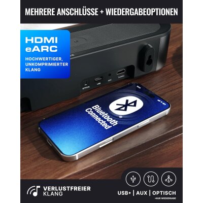 Soundbar Atmos+Wireless Subwoofer 2.1, Majority Bowfell Axis Atmos,GEPRÜFT - GUT