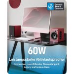 kleine Aktiv PC Lautsprecher 1 Paar BT HDMI USB,Majority D50X Maroon,GEPRÜFT GUT