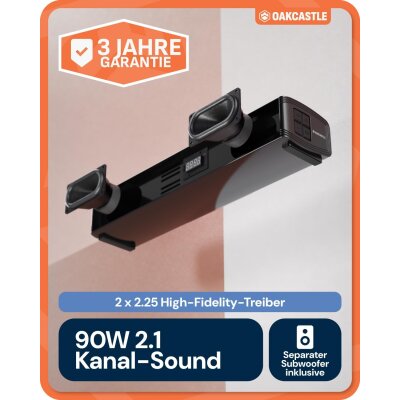 2.1 Soundbar + Sub Oakcastle SB40 Xtra, HDMI ARC Bluetooth 5.4, 90W, WIE NEU