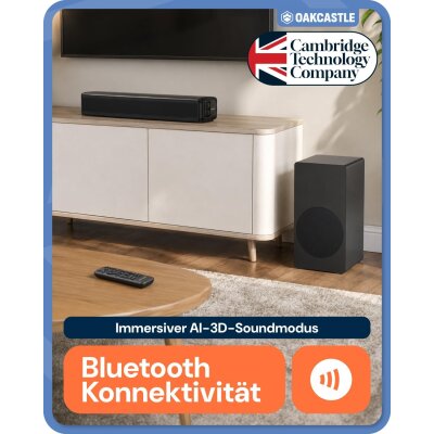 2.1 Soundbar + Sub Oakcastle SB40 Xtra, HDMI ARC Bluetooth 5.4, 90W, WIE NEU