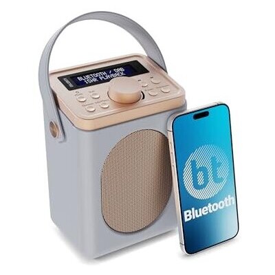 Retro Küchenradio DAB, Grau, Wecker, Majority Little...