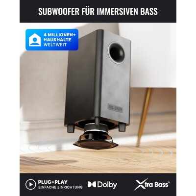 Soundbar für TV, Subwoofer,BT,HDMI ARC, Majority Bowfell Axis Dolby,UVOLLSTÄNDIG