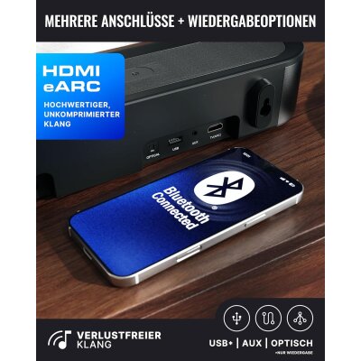Soundbar für TV, Subwoofer,BT,HDMI ARC, Majority Bowfell Axis Dolby,UVOLLSTÄNDIG